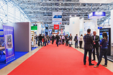 MOSCOW, RUSSIA, VDNH - APRIL 25-27, 2017: RUSSIAN ELEVATOR WEEK, International exhibition.のeditorial素材