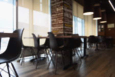 Premise interior on blurred background. Abstract stylish and harmonious design of the restaurant...