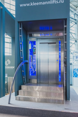 MOSCOW, RUSSIA, VDNH - APRIL 25-27, 2017: RUSSIAN ELEVATOR WEEK, International exhibition.のeditorial素材