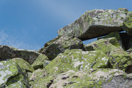 Natural landscape- mountain rocks, slopes of the Southern Urals. Alpine meadows in the national Park Taganay, Chelyabinsk.の写真素材