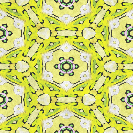 Sacred geometry- ornament mosaic. Mandala- artistic illustration. Abstract kaleidoscope- wall decor.  Print using napkins and tableclothsの写真素材