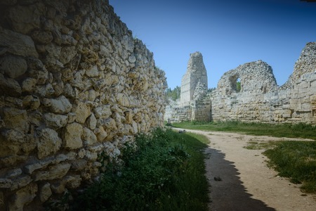 Old ruins of a brick- stone walls of the ancient city. National archaeological park.の写真素材