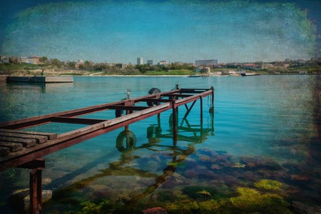 The sea and stones. Splashing waves- summer landscape. Seascape background.の写真素材