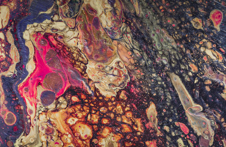 Fluid art. Abstract illustration - stain, splashes, smearing the dye. Liquid acrylic- paint on...