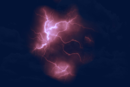 Lightning storm. Natural phenomenon - element climateの写真素材