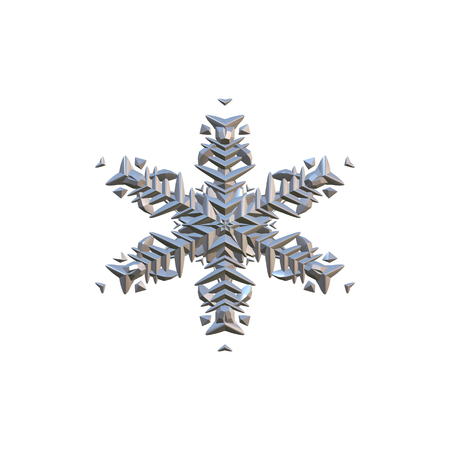Form silicone. Snowflake- winter background. Christmas holiday- joy and happiness. Decorative ornament- celebrate decor. 3d illustrationの写真素材