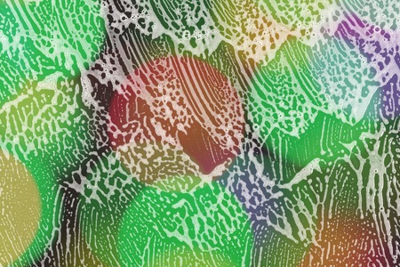 Texture liquid soap- drawing technique. Art fluid paint- cleansing wash. Creating abstract work- combinations of color, contrasts of smooth lines. Bubbles shampooの写真素材