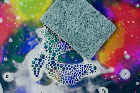 Texture liquid soap- drawing technique. Art fluid paint- cleansing wash. Creating abstract work-...