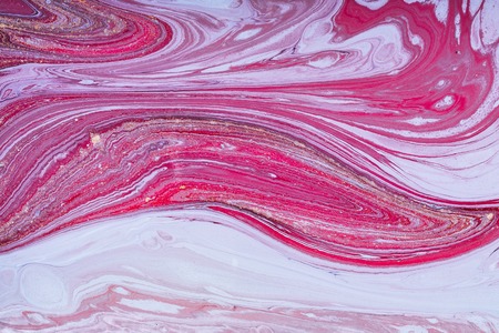 Fluid art- marbled effect. Abstract artwork- stain, splashes, smearing the dye. Liquid acrylic- color blot. Pigment water backgroundの写真素材