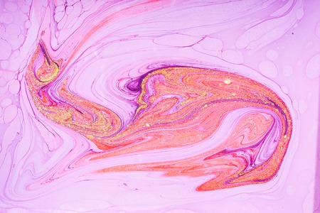 Fluid art- marbled effect. Abstract artwork- stain, splashes, smearing the dye. Liquid acrylic- color blot. Pigment water backgroundの写真素材