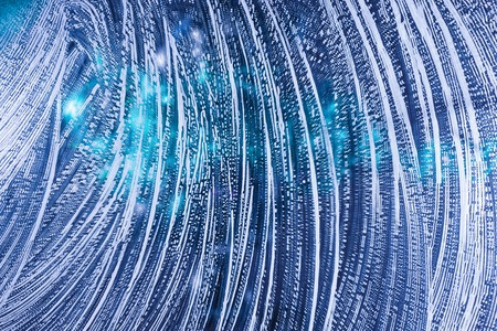 Drops- liquid foam. Fluid aqua- abstract pattern nature. Background- cleansing wash. Shampoo bubbles- soapy waterの写真素材