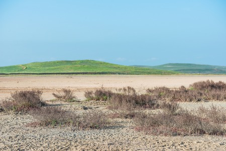 The lake dried up- crimea landscape. Tourist routes - roads, pathsの写真素材