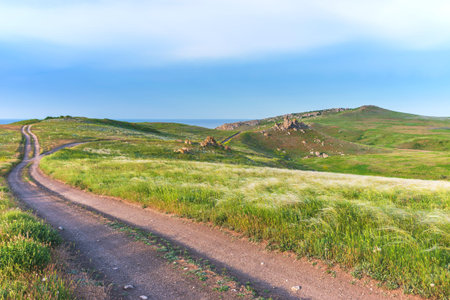 Nature reserve - the road to travel. Hiking historical places Crimea. Landscape park- Kerch...