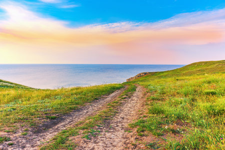 Crimea. Azov sea- nature landscape. Scenery background- vacation destinationsの写真素材