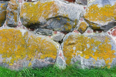 Brick stone wall- architecture pattern. Medieval fortress- background natureの写真素材