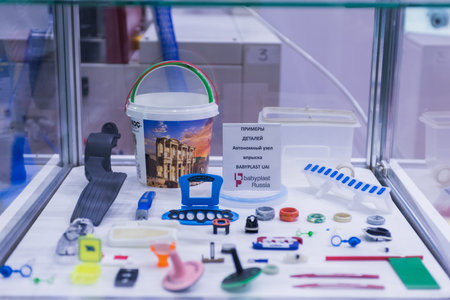 Moscow, Russia - January 29, 2019: International specialized exhibition of plastics and rubbers....