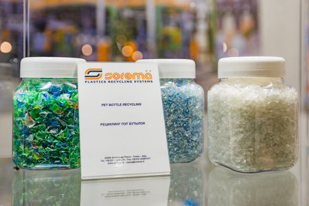Moscow, Russia - January 29, 2019: International specialized exhibition of plastics and rubbers....