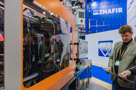 Moscow, Russia - January 29, 2019: International specialized exhibition of plastics and rubbers....