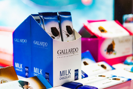 MOSCOW, RUSSIA - FEBRUARY 10-14: PRODEXPO 2020. 27th International Exhibition for Food, Beverages, display Raw Materials. Show stand business Gallardoのeditorial素材