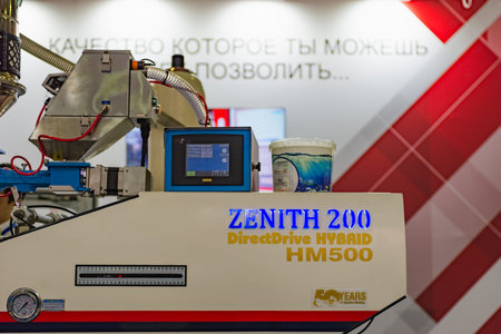 Moscow, Russia - January 29, 2019: International specialized exhibition of plastics and rubbers....