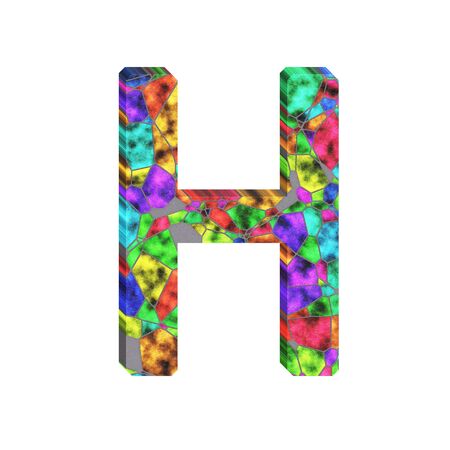 Alphabet- isolated typographic. Stain glass- background wall. Word- design letters. 3d illustration characterの写真素材