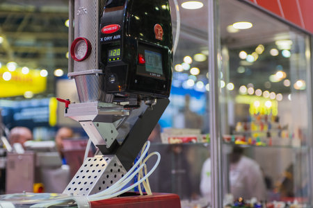 Moscow, Russia - January 28-31, 2020: International specialized exhibition of plastics and rubbers. Expo products manufacturing and recyclingのeditorial素材