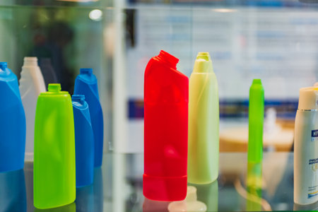 Moscow, Russia - January 28-31, 2020: International specialized exhibition of plastics and rubbers. Expo products manufacturing and recyclingのeditorial素材