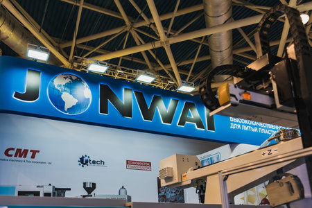 Moscow, Russia - January 28-31, 2020: International specialized exhibition of plastics and rubbers....