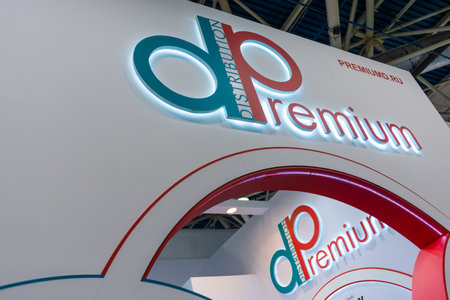 MOSCOW, RUSSIA - FEBRUARY 10-14: PRODEXPO 2020.27th International Exhibition for Food, Beverages, display Raw Materials. Show stand businessのeditorial素材