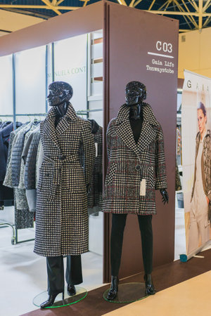 MOSCOW, RUSSIA - FEBRUARY 24-27: Fashion Trade Show 2020.34th international exhibition of mens, womens, children clothing, underwear, wedding fashion and accessoriesのeditorial素材