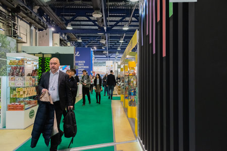 MOSCOW, RUSSIA - FEBRUARY 10-14: PRODEXPO 2020. International Exhibition Food. Show stand business-...