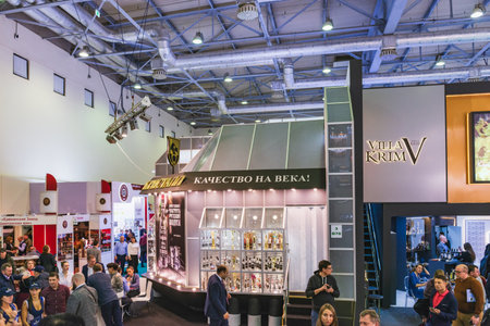 MOSCOW, RUSSIA - FEBRUARY 10-14: PRODEXPO 2020. International Exhibition Food. Show stand businessのeditorial素材