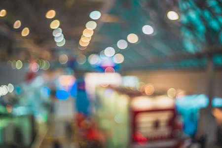 Exhibition abstract- background blur. Blurred- bokeh lights. Expo business- booth standの写真素材