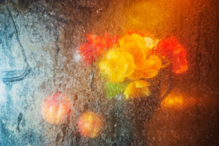 Blurry focus. Still life- art style. Bokeh effect- blooming flowers are a wonderful decoration of...