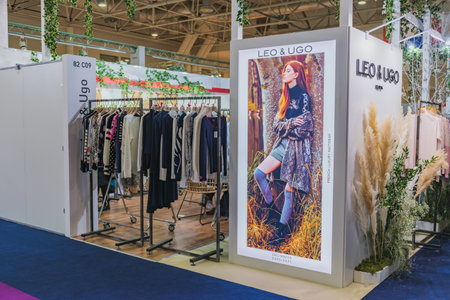 MOSCOW, RUSSIA - FEBRUARY 24-27: Fashion Trade Show 2020.34th international exhibition of mens, womens, children clothing, underwear, wedding fashion and accessoriesのeditorial素材
