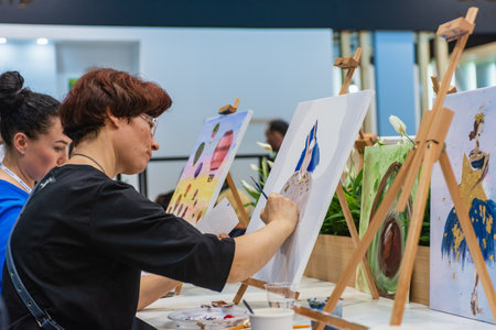 MOSCOW, RUSSIA - MARCH 04-08: PRODEXPO 2020. International Exhibition: Paint, Varnish. Show stand businessのeditorial素材