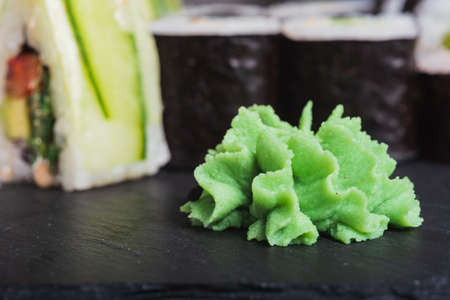 Sushi- delicious food. Dark style- low key photographyの写真素材