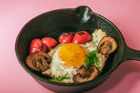 Style of cuisine- chicken egg is prepared for cooking. Still life- homemade food