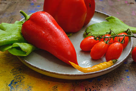A set of vegetables for vegan nutrition. The picture can be used in the work of a food stylistの写真素材
