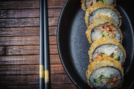Sushi roll- gourmet fast food. Restaurant conceptの写真素材