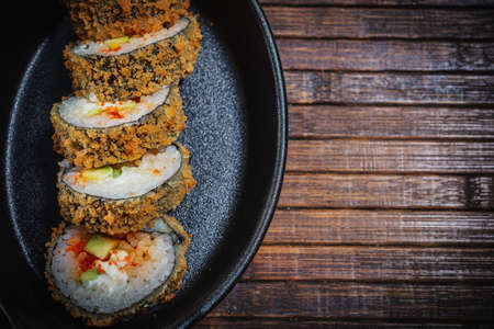 Sushi roll- gourmet fast food. Restaurant conceptの写真素材