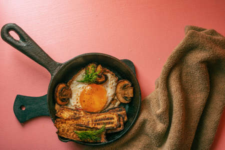 Style of cuisine- chicken egg is prepared for cooking. Still life- homemade foodの写真素材