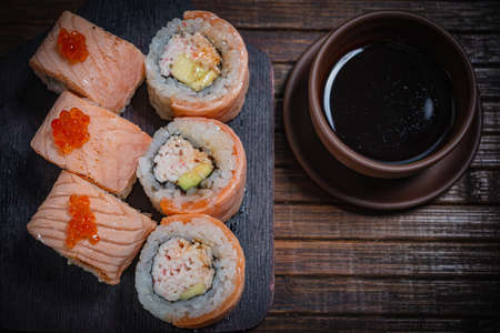 Sushi roll- gourmet fast food. Restaurant concept- asian menuの写真素材