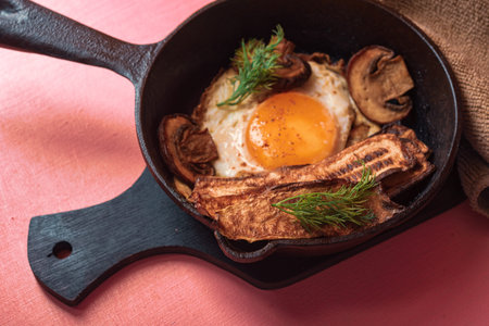 Style of cuisine- chicken egg is prepared for cooking. Still life- homemade food