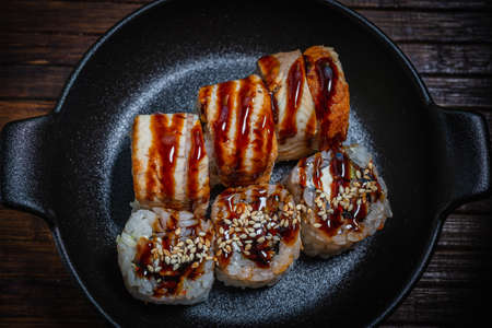 Sushi roll- gourmet fast food. Restaurant concept- asian menuの写真素材
