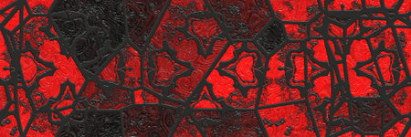 Stained glass- art metal grating. Home architecture decor- abstract background. Geometric pattern - room interior. 3d illustrationの写真素材