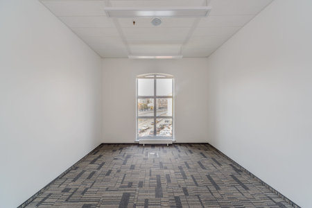 Office move concept - administrative building. Room-place of work