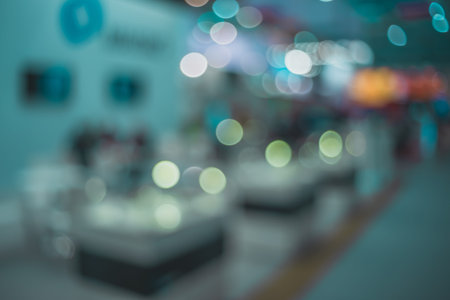 Exhibition abstract- background blur. Blurred bokeh lightsの写真素材