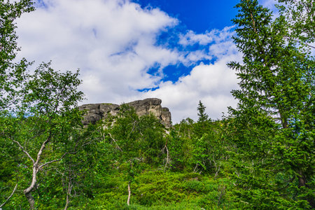 The city of Kirovsk- Murmansk region. Mountains Apatite ski resort. The Arctic region of Russia is a...
