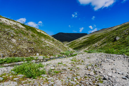 The city of Kirovsk- Murmansk region. Mountains Apatite ski resort. The Arctic region of Russia is a...